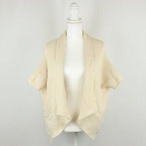 Anthropologie Akemi & Kin Women's One Size Cream Ribbed Short Sleeve Cardigan